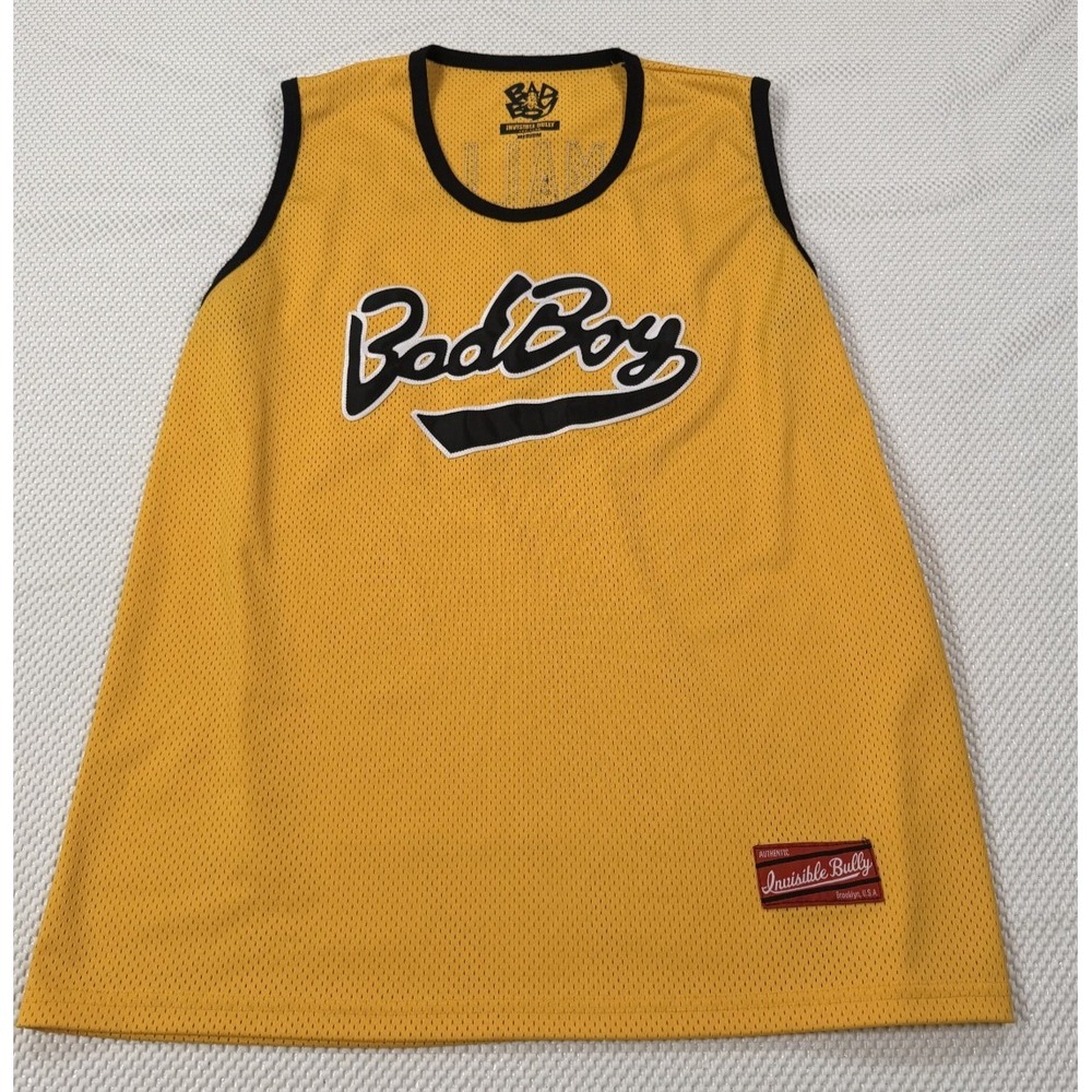 Invisible Bully Bad Boy Biggie Smalls 72 Basketball Jersey Yellow Men's Size M